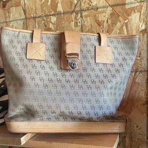 Dooney & Bourke Beige and Tan Monogram Tote